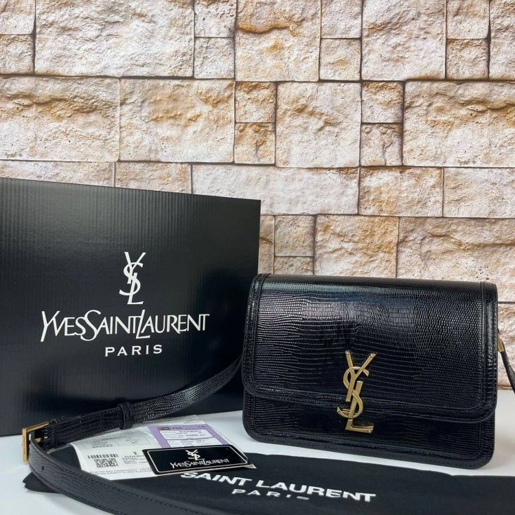 YSL SAİNT LAURENT SOLFERİNO MEDİUM İGUANA BASKİ SİYAH 